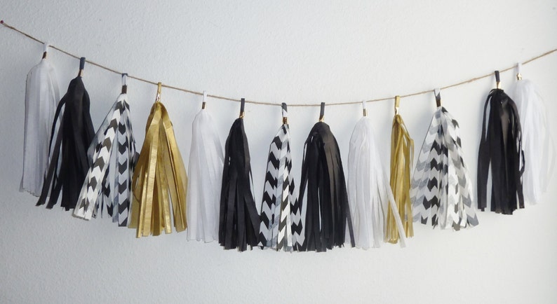 black gold graduation tassel garland chevron birthday party bridal baby shower glam banner custom school backdrop personalized grad decor image 5