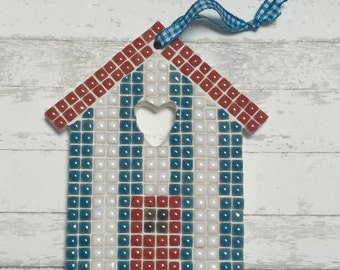 Beach Hut D.I.Y. Mosaic Craft Kit for adults and children by Lily Mosaics Beginner Level No Cutting Required