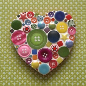 Multicoloured Heart D.I.Y. Mosaic Craft Kit for adults and children by Lily Mosaics Beginner Level No Cutting Required