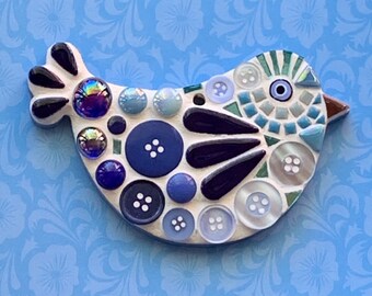 Blue Bird D.I.Y. Mosaic Kit for adults and children by Lily Mosaics Beginner Level No Cutting Required