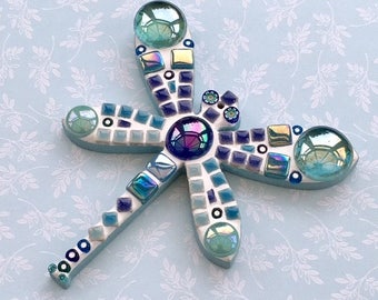 Blue Dragonfly DIY Mosaic Craft Kit for adults and children by Lily Mosaics Beginner Level No Cutting Required