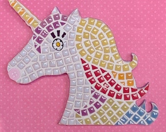 Unicorn DIY Mosaic Craft Kit for adults and children by Lily Mosaics Beginner Level No Cutting Required