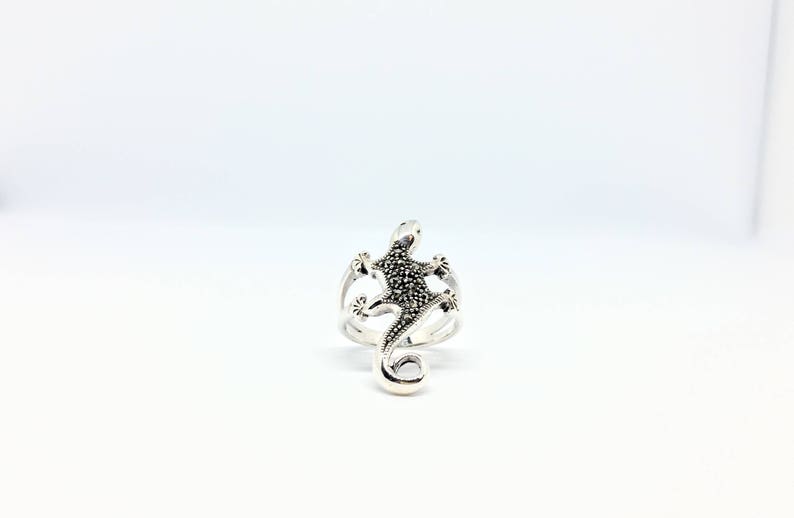 Lizard Marcasite Art Deco Silver  Talisman Shamanic Ring