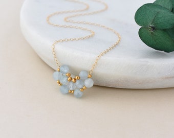 Dainty gold aquamarine necklace, March birthstone or Mother’s Day jewelry, 19th anniversary gift for her