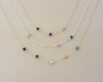 Family birthstone necklace for Mom, Grandma or mother in law gift, Personalized Birthday or Mothers Day Jewelry