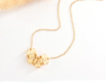 Genuine citrine November birthstone necklace, Handmade citrine pendant on 14k gold filled chain