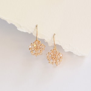 Dainty gold star earrings, Crystal celestial jewelry, Handmade Christmas holiday gift, Patriotic earrings