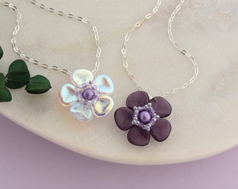 Violet necklace, Mothers Day jewelry, Birth flower gift, Handmade nature inspired jewelry for spring and summer