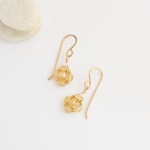 Genuine Citrine Earrings, November Birthstone Gift for Her, Handmade 14k Gold Citrine Crystal Jewelry
