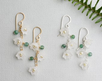 Lily of the valley earrings, Birth flower jewelry, Botanical gardening gift for nature lover or May birthday