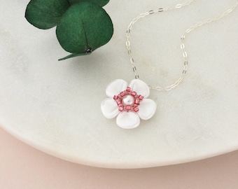 Sakura cherry blossom necklace, March birth flower gift for her, Handmade nature inspired jewelry