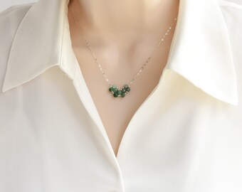 Dainty Emerald Necklace, May Birthstone Mothers Day Jewelry, 20th Anniversary Gift for Her
