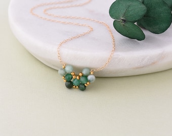 Dainty Emerald Necklace, Gold May Birthstone Necklace for Mom, 20th Anniversary Gift for Her, Handmade Emerald Pendant