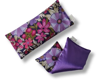 Eye Pillow | Weighted |  Scented or Unscented | Drawstring Cotton Gift Bag | Self Care | Purple Bloom