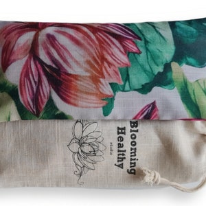Eye Pillow Weighted Scented or Unscented Drawstring Cotton Gift Bag Self Care Lotus Bloom image 1