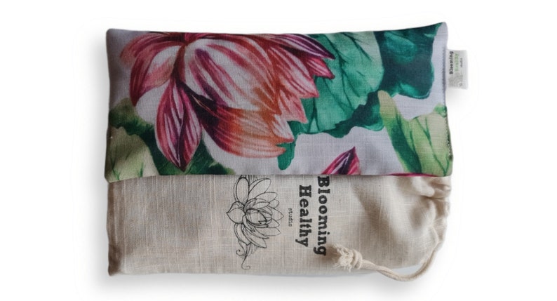 Eye Pillow Weighted Scented or Unscented Drawstring Cotton Gift Bag Self Care Lotus Bloom image 1