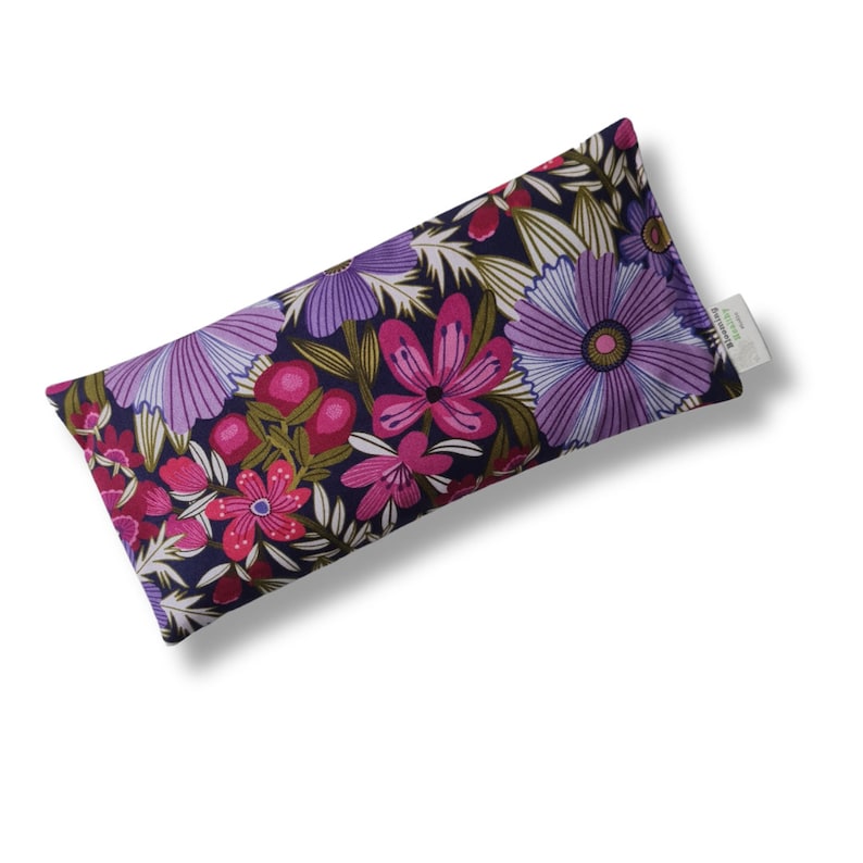 Eye Pillow Weighted Scented or Unscented Drawstring Cotton Gift Bag Self Care Purple Bloom image 4