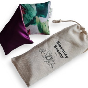 Eye Pillow Weighted Scented or Unscented Drawstring Cotton Gift Bag Self Care Lotus Bloom image 3