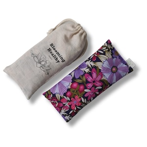 Eye Pillow Weighted Scented or Unscented Drawstring Cotton Gift Bag Self Care Purple Bloom image 3