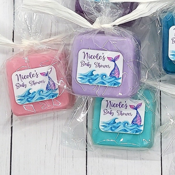 Mermaid Baby Shower Favor - 36 Custom Soap Colors - Mermaid Theme Birthday Party Favors, Under the Sea, Ocean, Beach, Baby Girl, Thank You