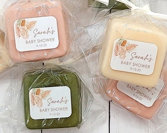Boho Baby Shower Favors - 36 Custom Soap Colors - Bohemian Theme Baby Shower Favor, Baby Girl, Dusty Rose, Pampas Grass, Retro, 1st Birthday