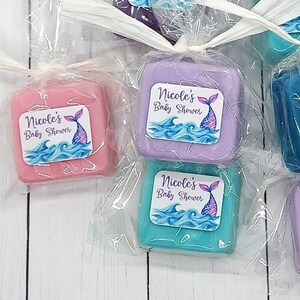 Mermaid Baby Shower Favor 36 Custom Soap Colors Mermaid Theme Birthday Party Favors, Under the Sea, Ocean, Beach, Baby Girl, Thank You image 2