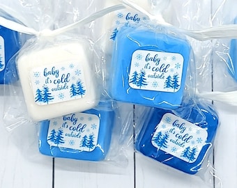 Baby it's Cold Outside Soap Custom Winter Baby Shower Soap Boy Snow Theme Baby Shower Blue Cold Outside Baby Shower Favor Snowflake Theme