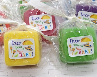 Taco Baby Shower Favors for Boy, Girl - 36 Custom Soap Colors, Taco Bout a Baby, Mexican, Fiesta, First Birthday, Gender Reveal, Twins