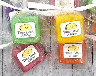 Taco Baby Shower Favors, Mini Soap, Boy, Girl, Taco Bout a Baby, Mexican Party, Fiesta Baby Shower, First Birthday, Gender Reveal, Twins