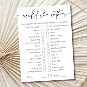 Would She Rather Baby Shower Game, Would Mom To Be Rather, Who Knows Mommy Best, Fully Customizable, Editable Printable, Digital Download