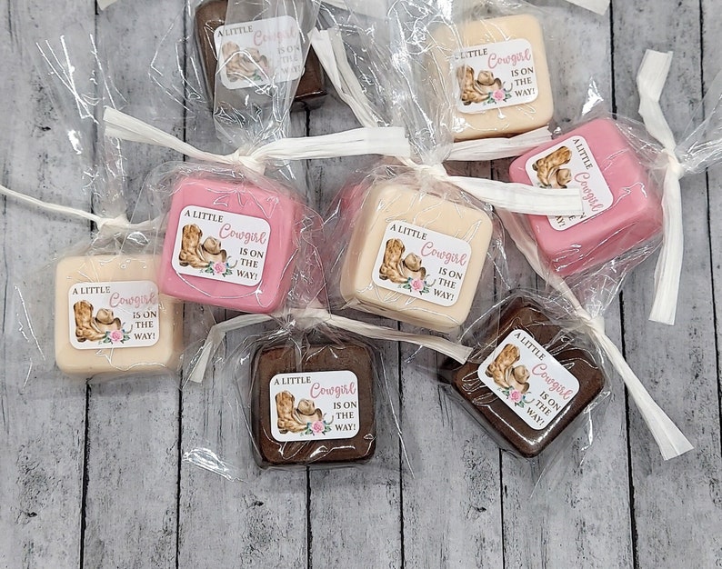 Cowgirl Baby Shower Favors, Mini Soap Party Favors, Country Western, Wild West, Little Cowgirl On the Way, Cow Girl Boots, Birthday, Rodeo image 1
