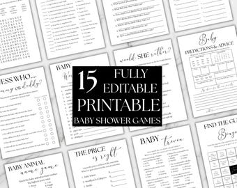 Baby Shower Games Bundle, Canva Template, Digital Download