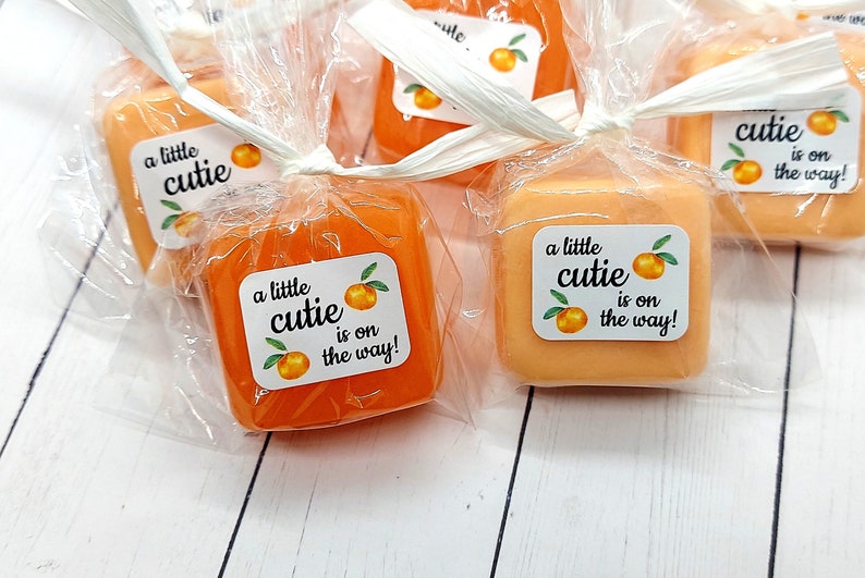 Little Cutie Baby Shower Favors, Bulk Mandarin Orange Soap Favors, Girl Baby Shower, Boy Baby Shower, Twins, Sprinkle, Tangerine, Clementine image 1