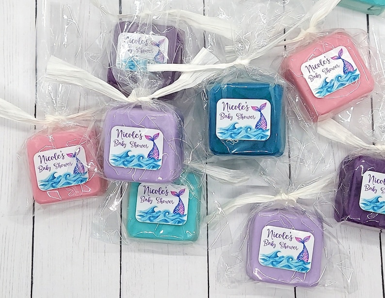 Mermaid Baby Shower Favor 36 Custom Soap Colors Mermaid Theme Birthday Party Favors, Under the Sea, Ocean, Beach, Baby Girl, Thank You image 1