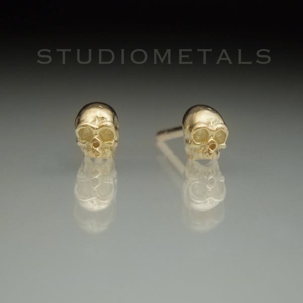 Mens 14k Skull Earrings Etsy