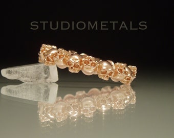 Rose Gold Skull Eternity Band, Unique Womens Wedding Ring, Tiny Realistic Skull Eternity Band, Gift for Her, Solid 14K Gold, Anatomy Jewelry