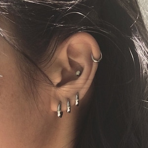 Nickel Free White Gold Huggie Earrings, Tapered Sleep In Hoops, Hypoallergenic Earrings, Solid 14K Palladium White Gold, 13mm Oval Hoops