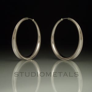 1 to 1.5 Inch Hammered Silver Hoops, Large Silver Hoops, Gift for Her, Everyday Medium Hoop Earrings image 3