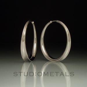 1 to 1.5 Inch Hammered Silver Hoops, Large Silver Hoops, Gift for Her, Everyday Medium Hoop Earrings image 4