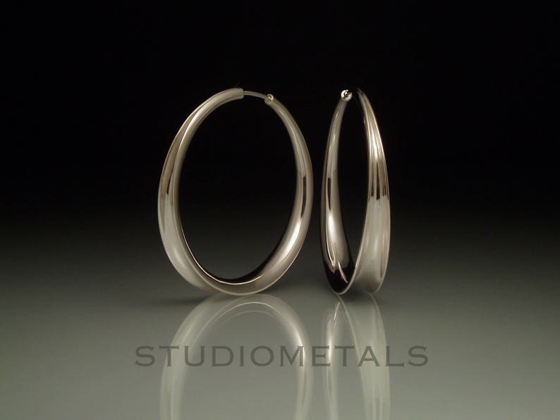 1 to 1.5 Inch Hammered Silver Hoops, Large Silver Hoops, Gift for Her, Everyday Medium Hoop Earrings image 1