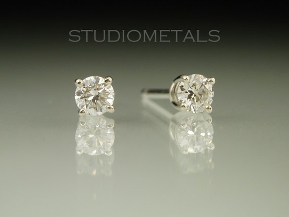 3mm Real Diamond Stud Earrings 14k White Gold Studs Etsy