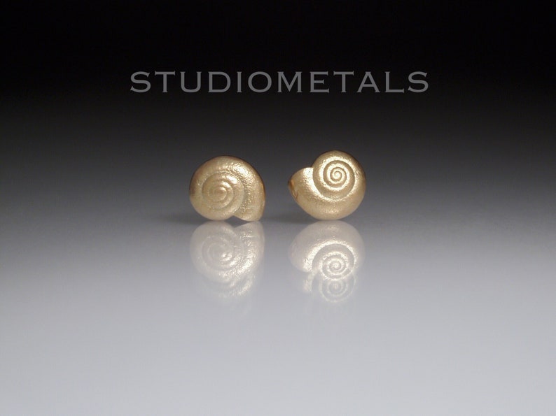 Handmade Gold Spiral Snail Shell Earrings: Nature Lover Gift, Solid 14K ...
