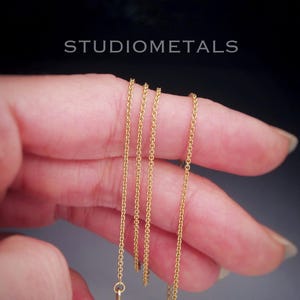 Dainty Solid 14K Yellow Gold Rolo Chain, 1.2mm Chain, 18&quot; Long Simple Gold Chain Necklace, Gold Cable Link Chain, Women&#39;s 18&quot; Gold Necklace
