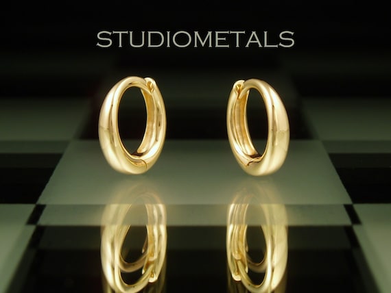 10K Weißgold Huggie Hoop Ohrringe,Kleine Creolen,Weißgold
