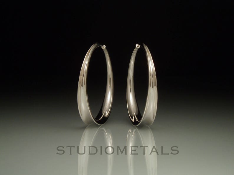 1 to 1.5 Inch Hammered Silver Hoops, Large Silver Hoops, Gift for Her, Everyday Medium Hoop Earrings image 2