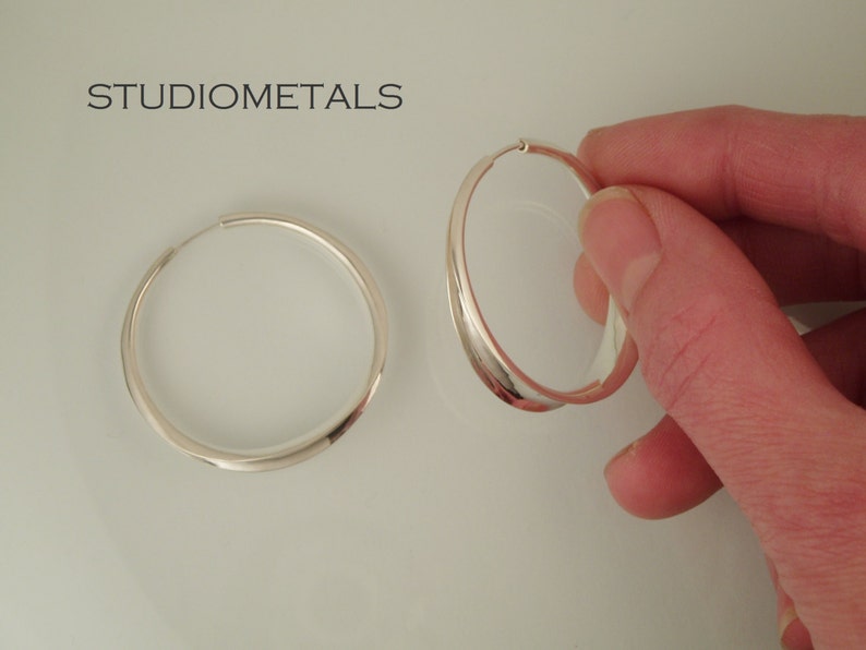 1 to 1.5 Inch Hammered Silver Hoops, Large Silver Hoops, Gift for Her, Everyday Medium Hoop Earrings image 6