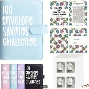 100 Envelope Challenge Binder, Savings Challenges Sheets, Easy and Fun Way to Save Budget Binder with Cash Cash Envelopes