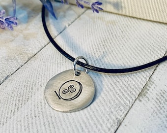 Hand-stamped Bodhrán Necklace, original design--Christmas, Hanukkah, holidays