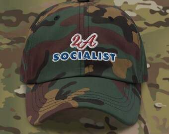 2A Socialist Hat Multiple Colors, Embroidered 2nd Amendment dad hat, Hardcore Punk streetwear, Multiple colorways, Political Satire Slogan