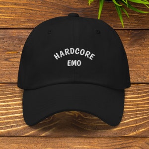 Hardcore Emo hat Multiple Colors, Embroidered Punk Rock dad hat, Hardcore Punk streetwear, Multiple colorways